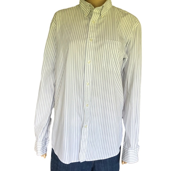 Lands' End: 15/34 Men's Long-Sleeve Buttondown No Iron Pinpoint Shirt - Picture 2 of 7